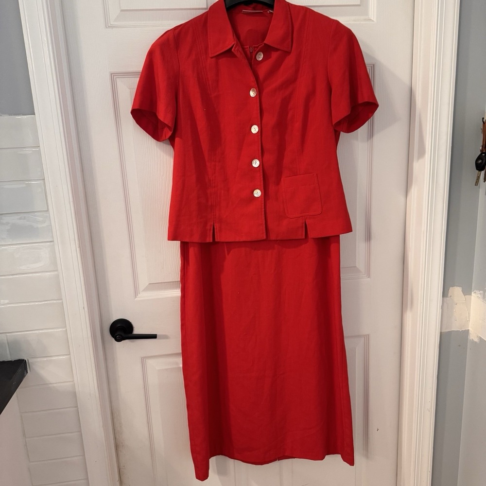 Draper's & Damon's Red Maxi Shift  Dress & Short Sleeve Jacket  Size 14‎ Petite